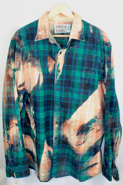Vintage Kelly Green, Cream, and Midnight Blue Flannel Size XL