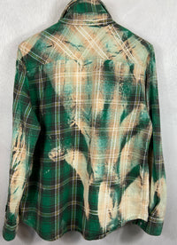 Vintage Western Style Green, Cream and Grey Flannel Size Medium