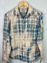 Vintage Western Style Sage, Light Blue and Cream Lightweight Cotton Size Small
