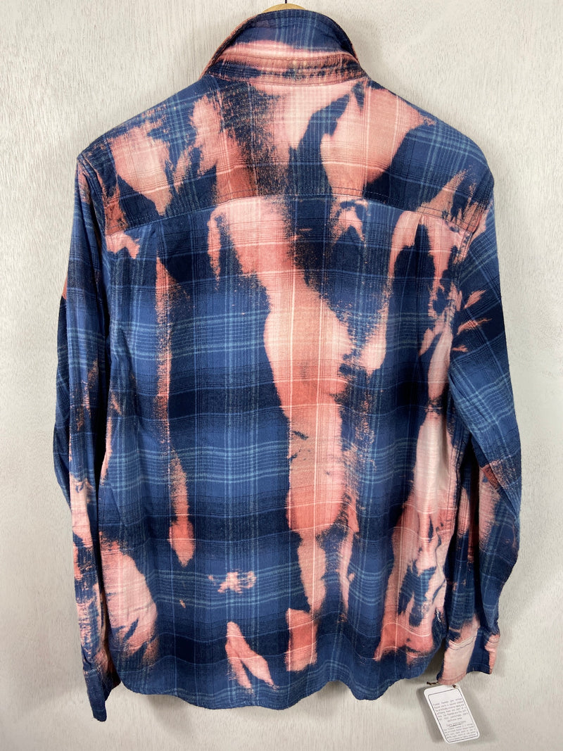 Vintage Navy Blue and Pink Flannel Size Large