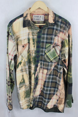 Vintage Army Green, Cream, and Blue Flannel Size Medium