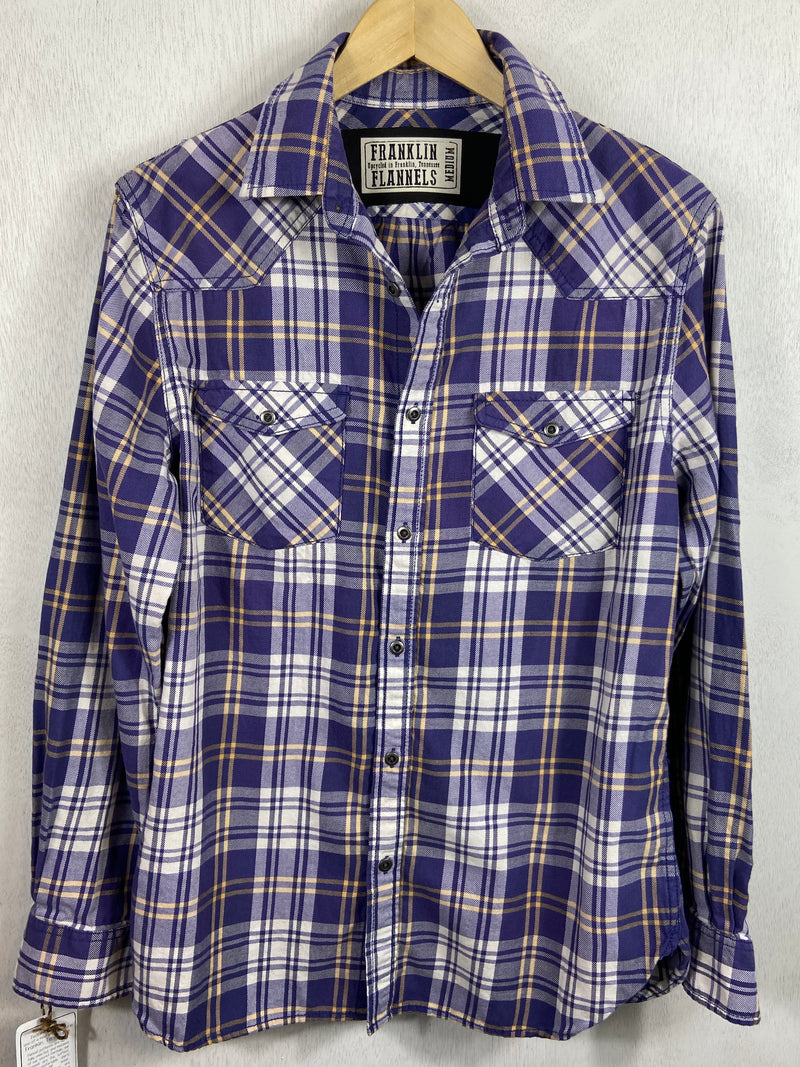 Vintage Blue, White and Yellow Flannel Size Medium