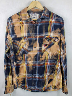 Vintage Navy Blue, Gold and Rust Flannel Size Small