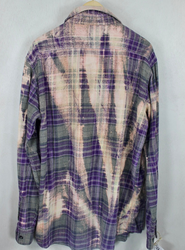 Vintage Purple, Grey and Light Pink Flannel Size XL