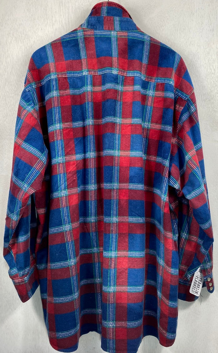 Vintage Western Style Royal Blue and Red Flannel Size XL