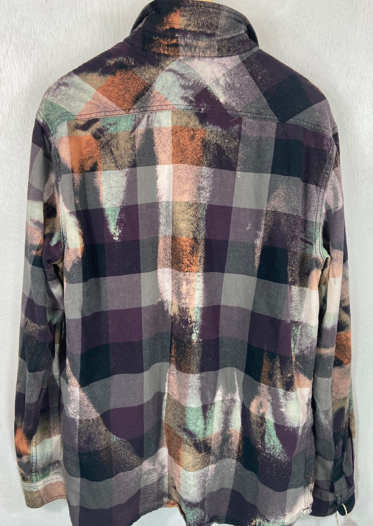 Vintage Black, Deep Purple and Mint Green Flannel Size Large