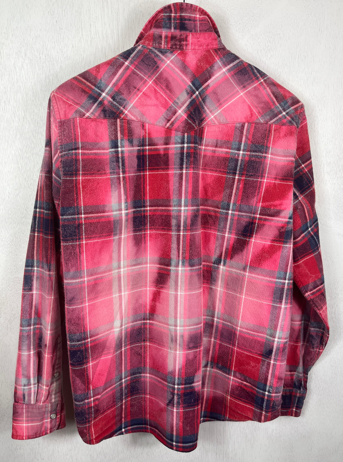 Vintage Western Style Pink, Red and Navy Blue Flannel Size Small