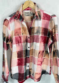 Vintage Red, White, Pink and Peach Flannel Size Small
