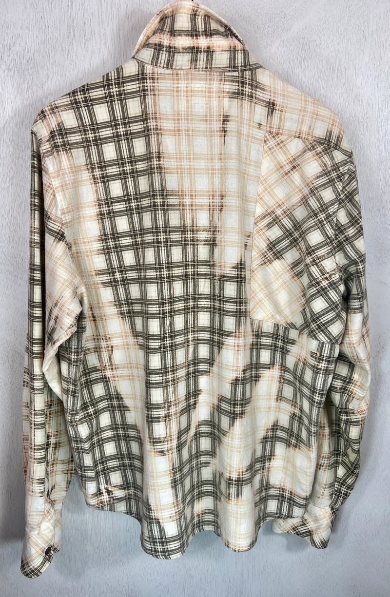 Vintage Western Style Light Brown and Cream Flannel Size XL