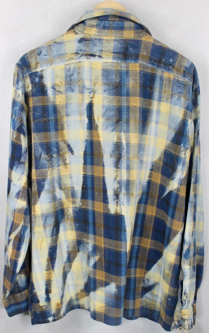 Vintage Deep Blue, Rust and Faded Blue Flannel Size Large