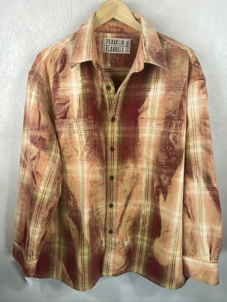 Vintage Brick Red, Peach and Sage Green Flannel Jacket Size XL