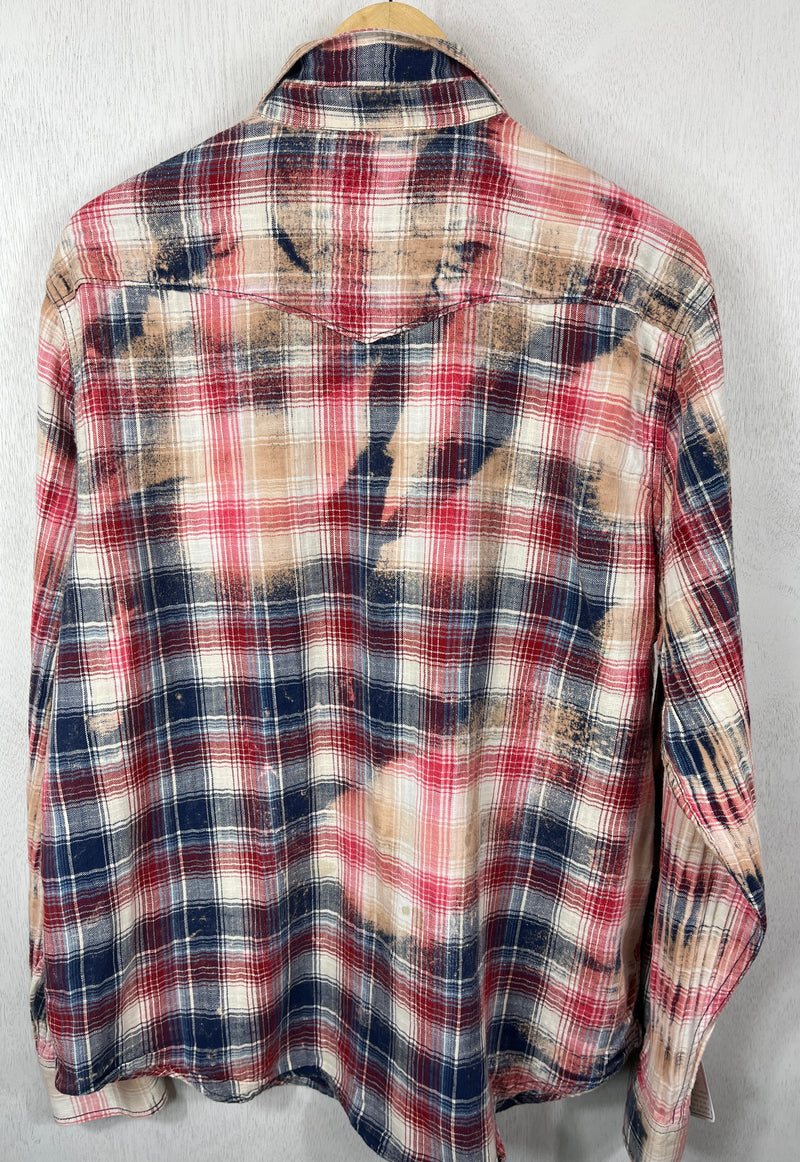 Vintage Western Style Red, White and Blue Flannel Size Large