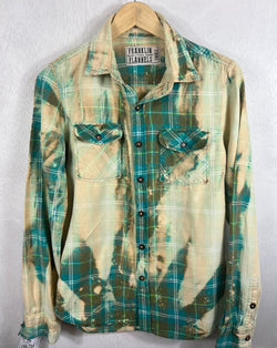 Vintage Green, Turquoise and Light Yellow Flannel Size Small