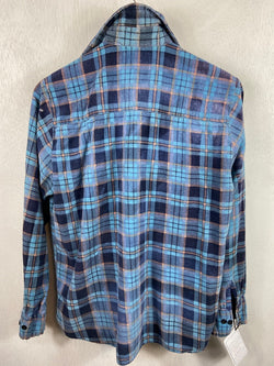 Vintage Retro, Navy, Turquoise and Yellow Flannel
