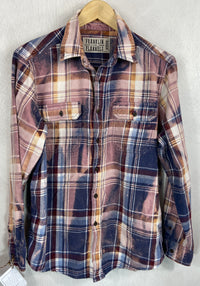 Vintage Navy, Light Blue, Burgundy and Dusty Rose Flannel Size Medium