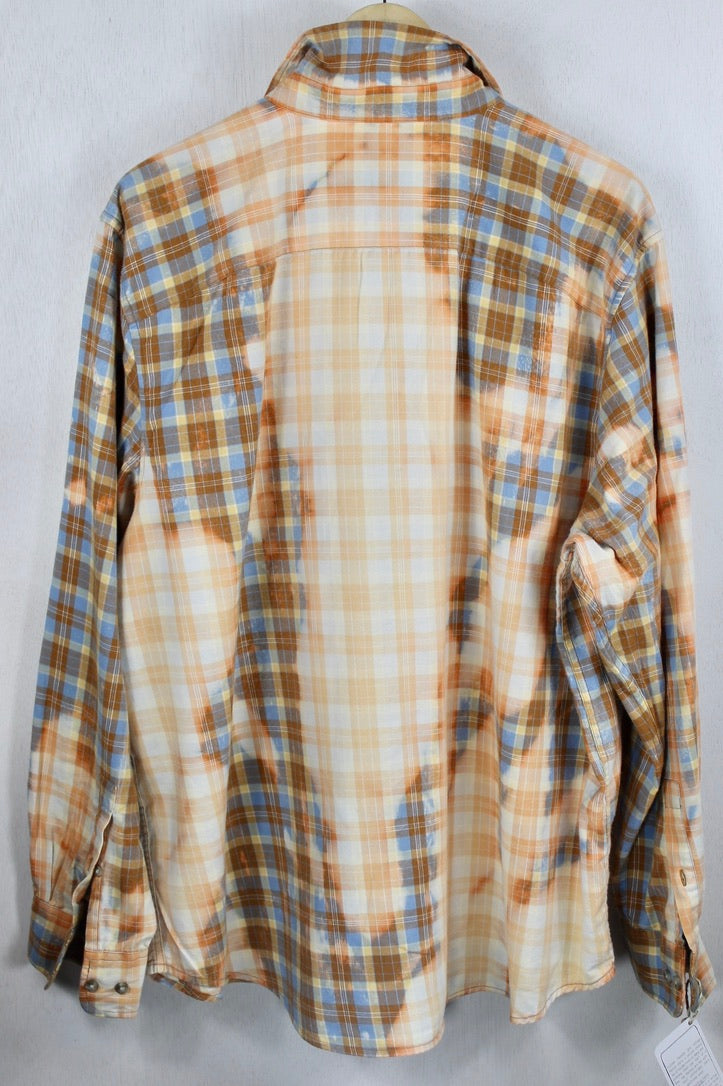Vintage French Blue, Orange and White Flannel Size XL