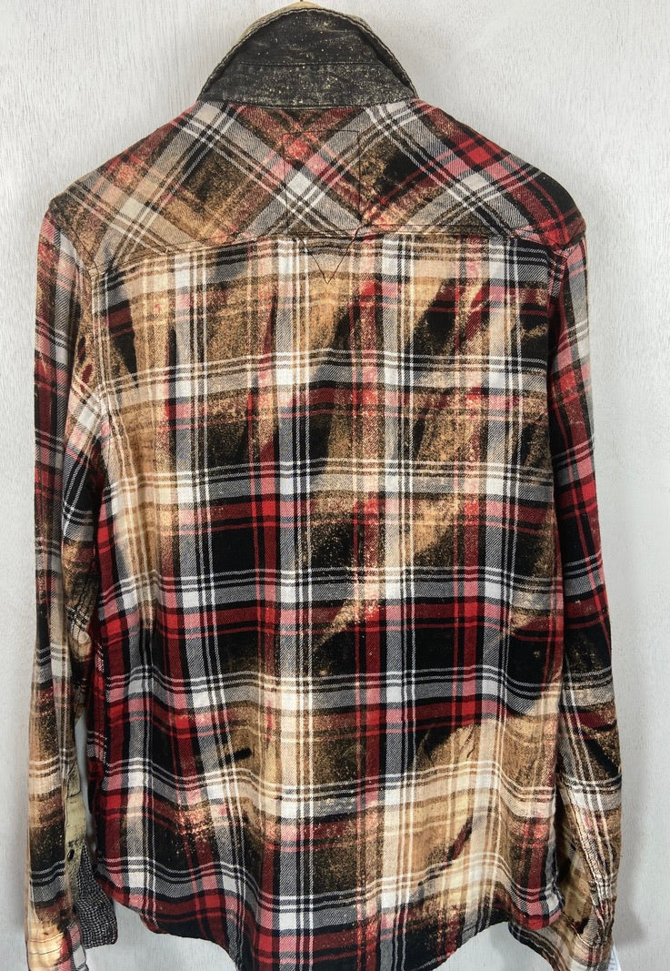 Vintage Western Style Red, Black and Rust Flannel Size Small