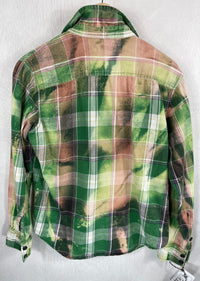Vintage Green, White and Peach Flannel Size Medium