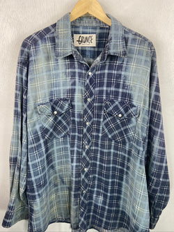 Vintage Western Style Grunge Blue Flannel Size XL