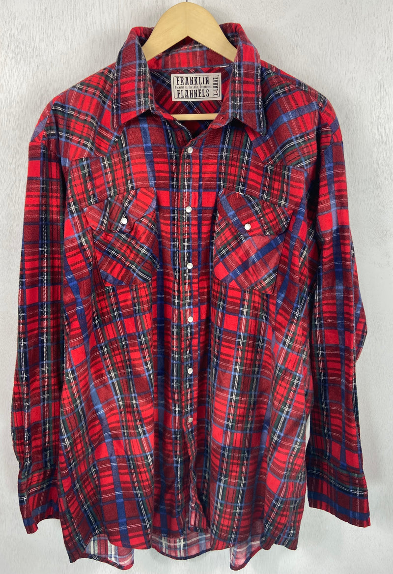 Vintage Western Style Red, Blue and Green Flannel Size XL
