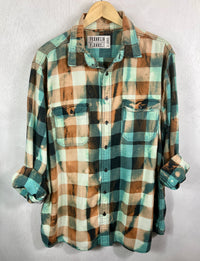 Vintage Seafoam Green, Rust, Black and White Lightweight Cotton Size XL
