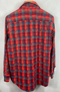 Vintage Retro Western Style Red, Grey and Blue Flannel Size Medium
