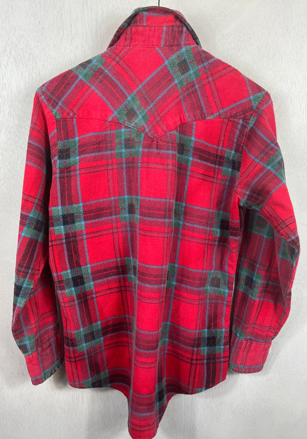 Vintage Western Style Red, Green and Blue Flannel Size Small