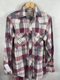 Vintage Western Style Plum, White and Teal Flannel Size Medium