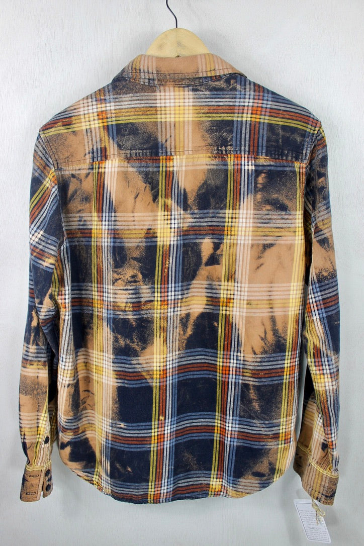 Vintage Navy Blue, Gold and Rust Flannel Size Small
