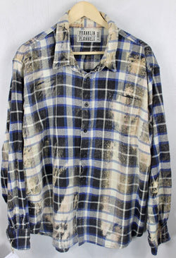 Vintage Royal Blue, Black and Cream Flannel Size XL