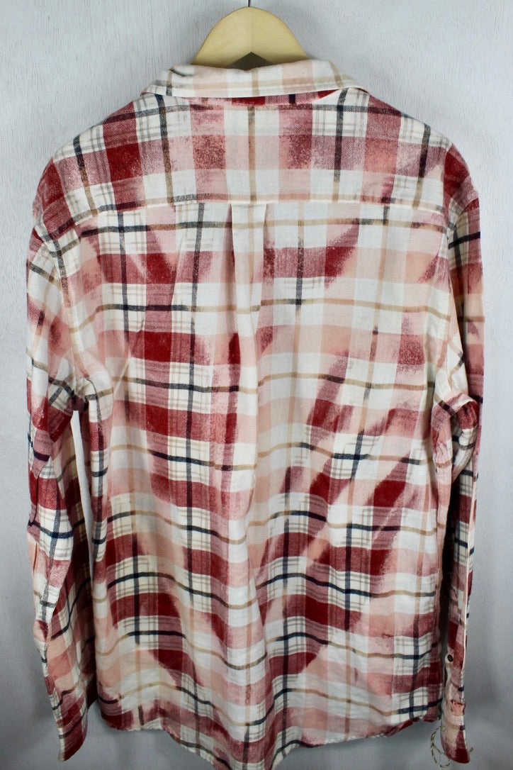 Vintage Pink, Red and Cream Flannel Size XL Tall