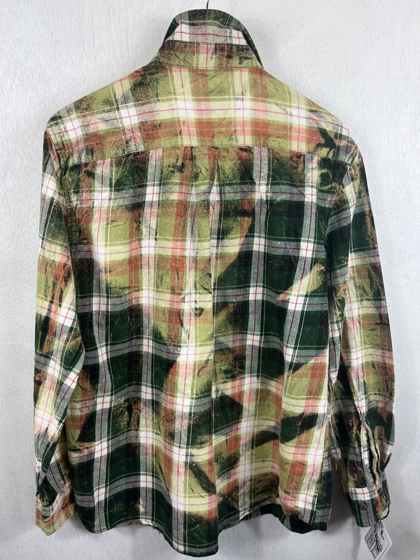 Vintage Green, White and Gold Flannel Size Large