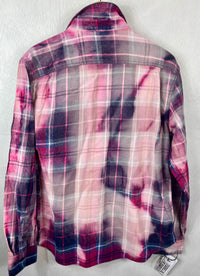 Vintage Navy, Pink and Lavender Flannel Size Large