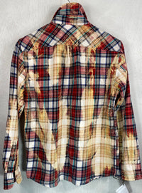 Vintage Red, Navy, White and Gold Flannel Size Small
