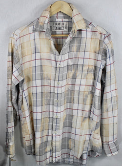 Vitnage Light Grey, Butter Yellow and White Lightweight Flannel Size Small