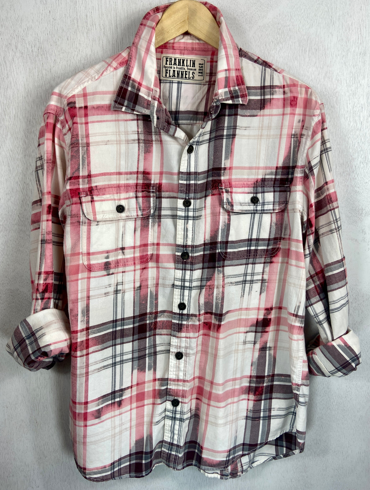 Vintage Pink, White and Grey Lightweight Cotton Size Large