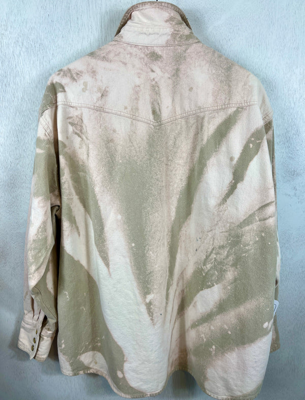 Vintage Western Style Light Sage and Pale Pink Flannel Jacket Size XL