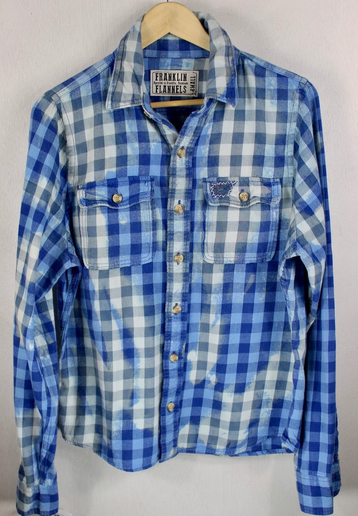 Vintage Bright and Light Blue Flannel Size Small