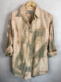 Vintage Peach, Light Green and Cream Lightweight Cotton Size Large