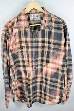 Vintage Black, Grey, Dusty Rose and Brown Flannel Size XL