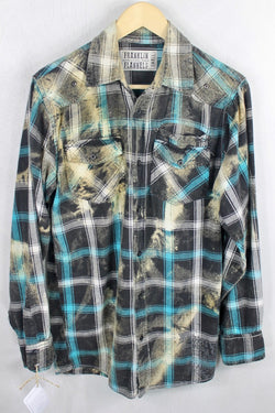 Vintage Blue, Black, and Cream Flannel Size Small