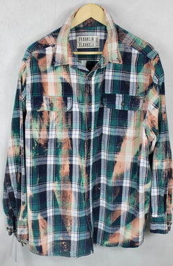 Vintage Green, Blue and Peach Flannel Size XL