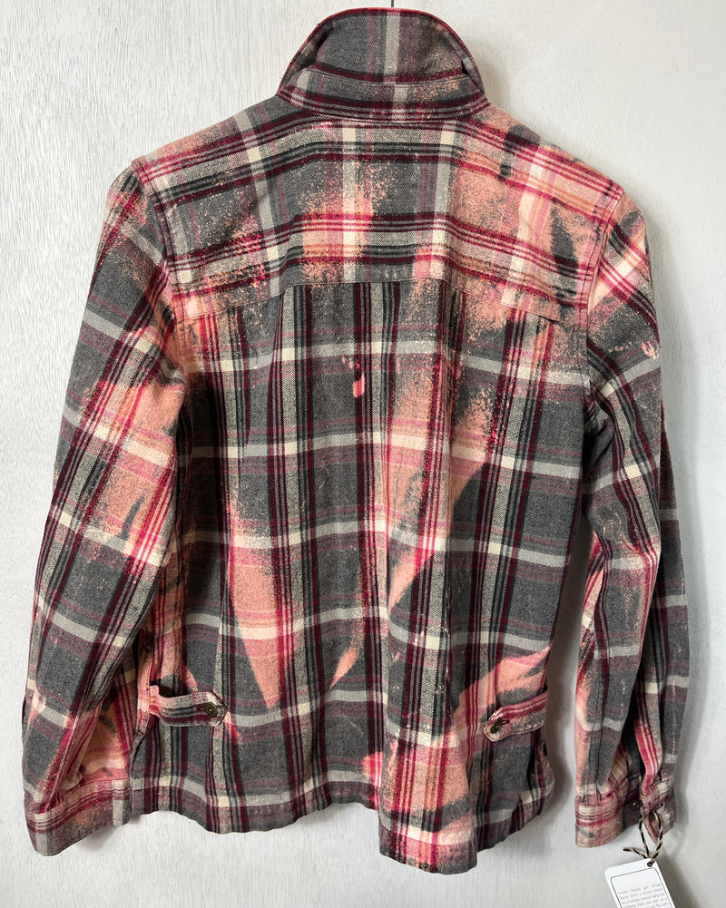Vintage Pink, Grey and Red Flannel Jacket Size Small