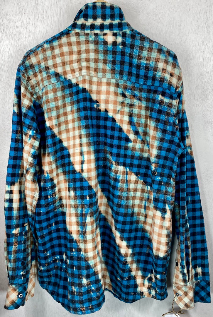 Vintage Turquoise, Navy and Cream Flannel Size XL