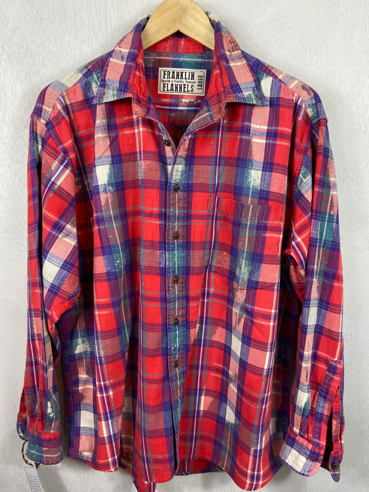 Vintage Red, Purple and White Flannel Size Large