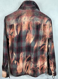 Vintage Grey, Burgundy, Peach and Black Flannel Size Small