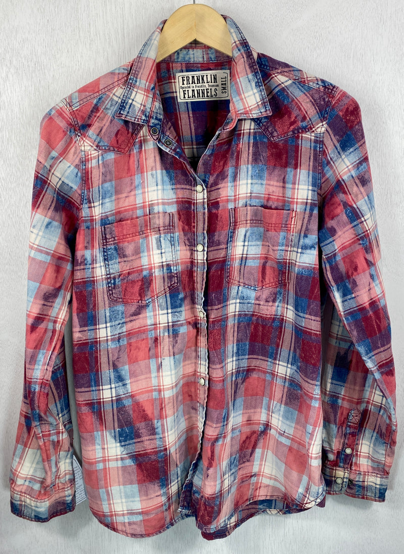 Vintage Red, Denim Blue and White Lightweight Cotton Size Small