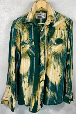 Vintage Western Style Green and Yellow Flannel Size Medium