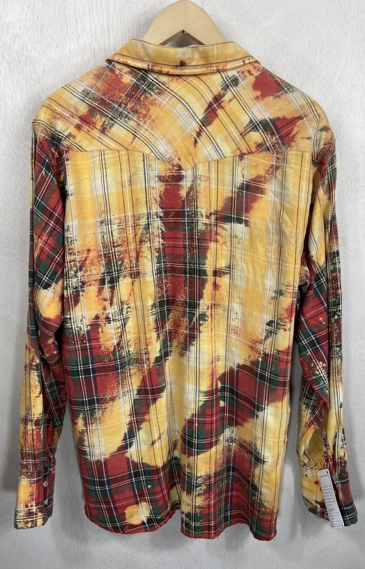 Vintage Western Style Yellow, Red and Green Flannel Size Large