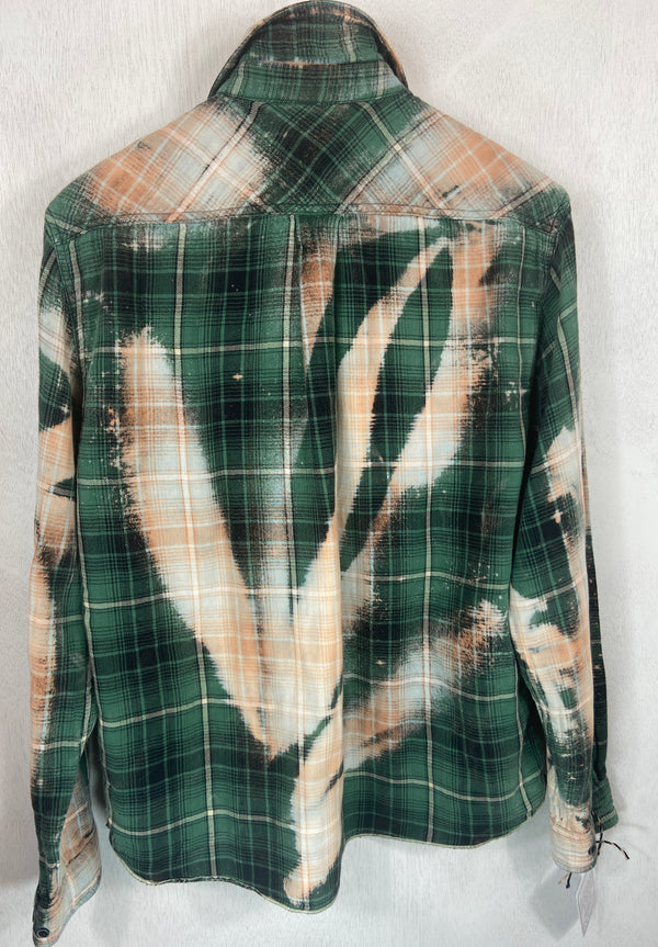 Vintage Green, Peach and Cream Flannel Size Medium